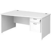 Dams International Maestro 25 Height Adjustable Wave Desk Oak Wood White 1,600 x 725 mm x 800 - 990 mm