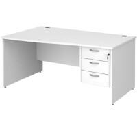 Dams International Maestro 25 Height Adjustable Wave Desk Oak Wood White 1,600 x 725 mm x 800 - 990 mm