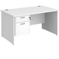 Dams International Maestro 25 Desk Oak Wood White 2 Drawers 1,400 x 800 x 725 mm