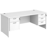 Dams International Maestro 25 Desk Oak Wood White 5 Drawers 1,800 x 800 x 725 mm