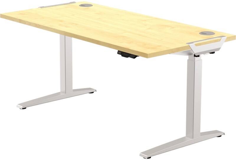 Fellowes Levado Electronically Height Adjustable Sit Stand Desk Maple T-Foot 1,829 (W) x 698 (D) x 1,257 (H) mm MDF (Medium-Density Fibreboard), PVC (Polyvinyl Chloride), Steel