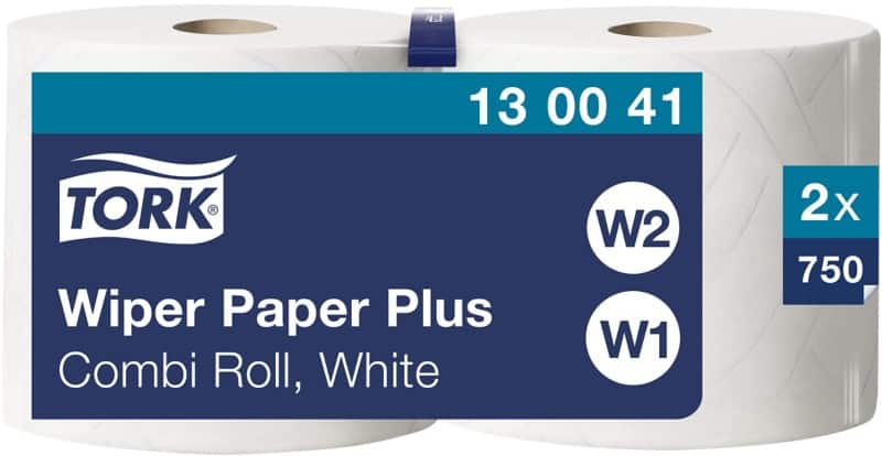 Tork Wiping Paper W1, W2 2 Ply Rolled White 2 Rolls of 750 Sheets