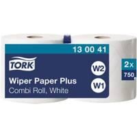 Tork Wiping Paper W1, W2 2 Ply Rolled White 2 Rolls of 750 Sheets