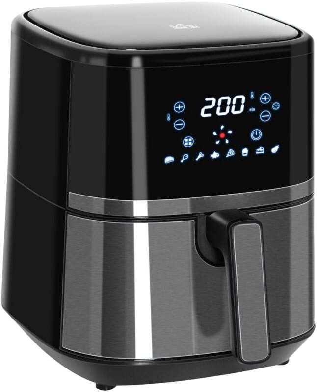 Homcom air fryer 800-125v70 4. 5 l 1500 w plastic, steel black, silver