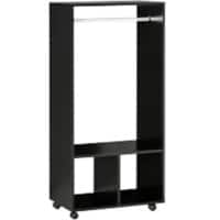 HOMCOM Wardrobe 3 Shelves Aluminium, Particle Board 40 x 60 x 128 cm Black