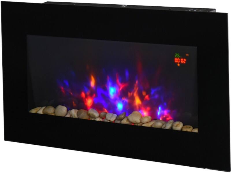 HOMCOM Electric Fireplace Glass, Metal UK