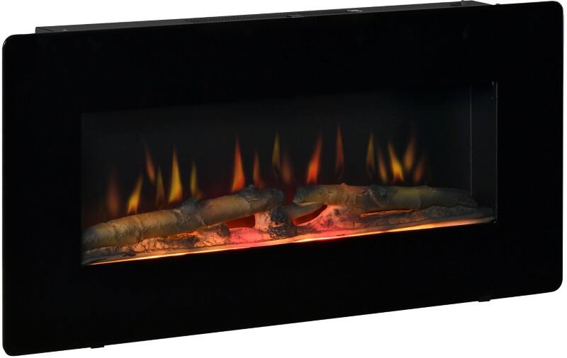 HOMCOM Electric Fireplace Metal, Tempered Glass UK