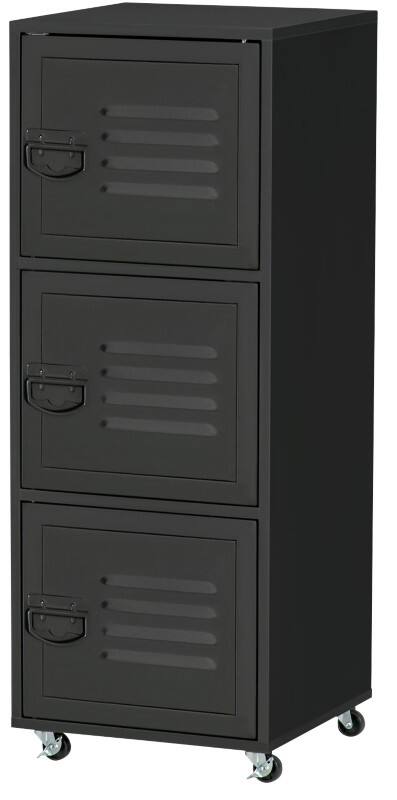 HOMCOM Metal, Particle Board Filing Cabinet 3 Drawers 385 mm x 1,030 mm Black
