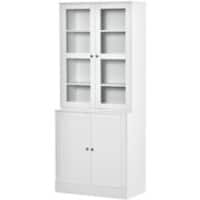 HOMCOM MDF (Medium-Density Fibreboard), Tempered Glass Bookcase 6 Shelves 760 x 400 x 1,785 mm