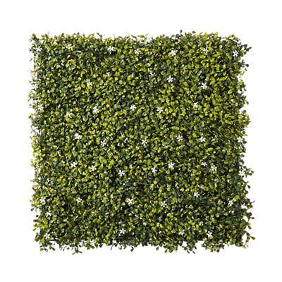 OutSunny Wall Panel Milan Grass with White Flowers Polyethylene, Plastic Green, White Pack of 12