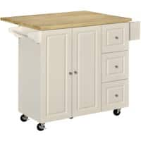 HOMCOM Kitchen Island MDF (Medium-Density Fibreboard), Rubberwood White 450 x 11,150 x 750 mm