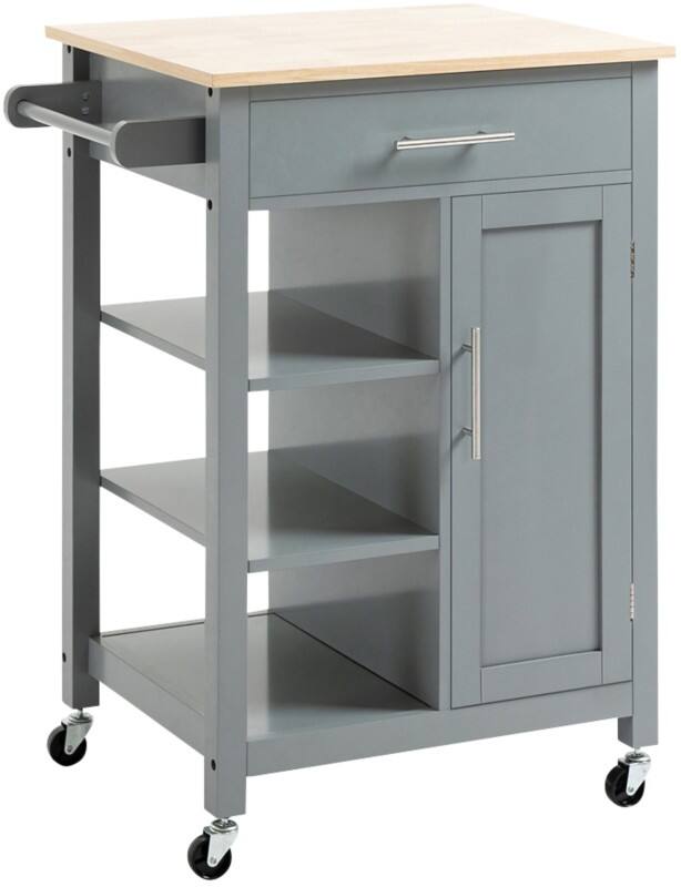HOMCOM Kitchen Cart MDF (Medium-Density Fibreboard), Steel Grey 480 x 690 x 890 mm