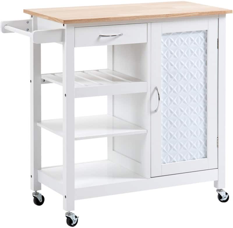 HOMCOM Kitchen Cart MDF (Medium-Density Fibreboard), Steel White 400 x 920 x 840 mm