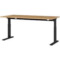 GERMANIA GW-Profi 2.0 Height Adjustable Sit Stand Desk Rectangular Oak Melamine Black 1600 mm (W) X 800 mm (D) X 750 mm (H)