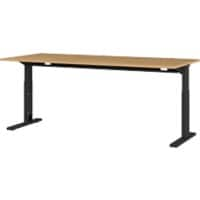 GERMANIA GW-Profi 2.0 Height Adjustable Office Desk Rectangular Oak Melamine Black 1,800 x 800 x 750 mm