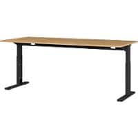 GERMANIA GW-Profi 2.0 Rectangular Height Adjustable Sit Stand Desk Oak Black, Brown Melamine 1,800 x 800 x 750 mm