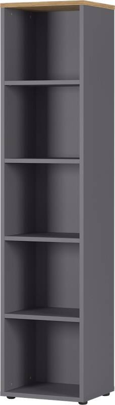 GERMANIA Bookcase 4234-564 Oak Grandson-oak repro, Graphite Melamine