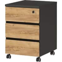 GERMANIA Pedestal 3 Drawers Lockable 410 x 500 x 600 mm Oak