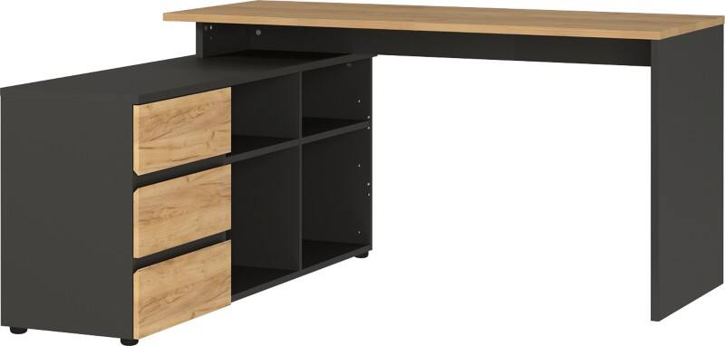 GERMANIA GW-Lissabon Non Height Adjustable Corner Desk L-Shape Brown Oak 3 Drawers 1,460 (W) x 1,450 (D) x 770 (H) mm Chipboard