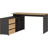 GERMANIA L-Shape Non Height Adjustable Corner Desk Oak Graphite, Navarra-oak Chipboard 1,460 x 1,450 x 770 mm