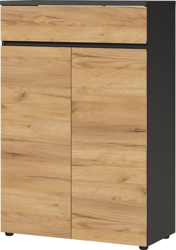 GERMANIA Melamine Cabinet Oak Graphite, Navarra-oak 800 x 400 x 1,200 mm