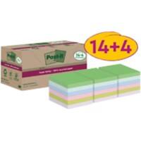 Post-it Super Sticky Recycled Notes 76 x 76 mm Assorted 70 Sheets Value Pack 14 + 4 Free