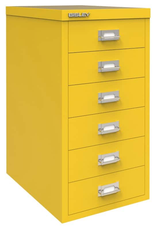 Bisley 29 Series Steel Multi Drawer Cabinet 6 Drawers 279 x 380 x 590 mm Yellow