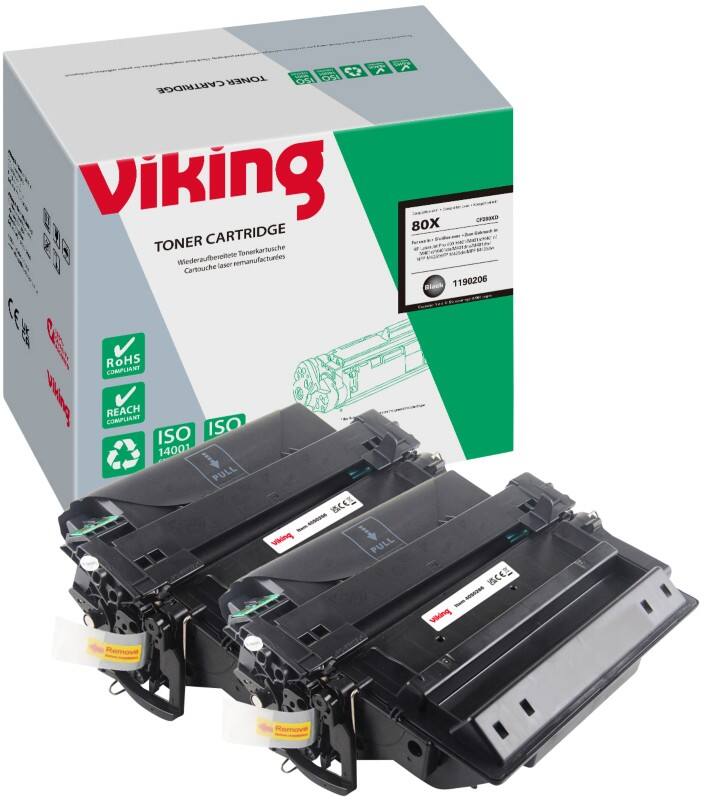 Viking 80X Compatible HP Toner Cartridge CF280XD Black Pack of 2 Duopack