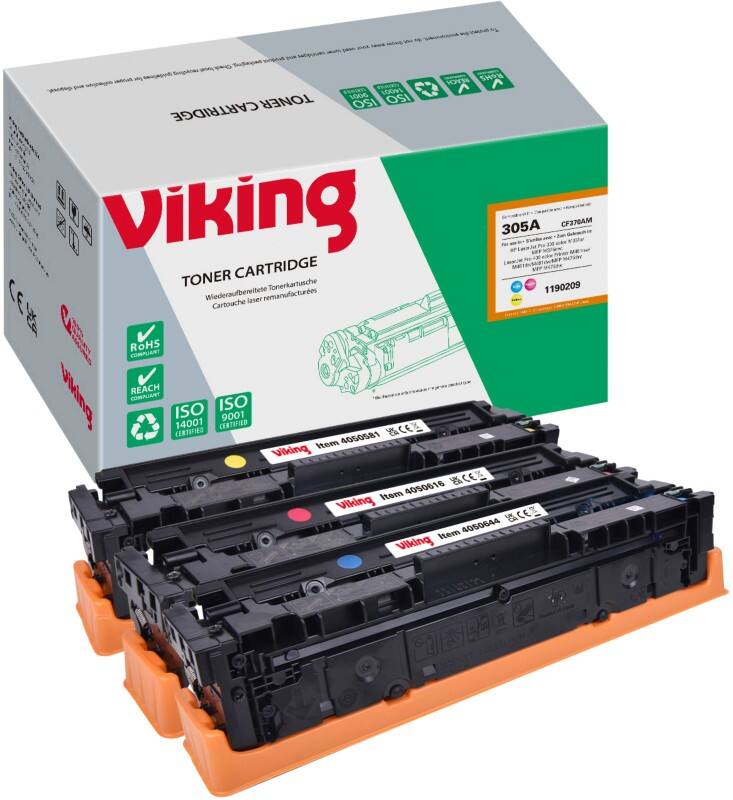 Viking 305A Compatible HP Toner Cartridge CF370AM Cyan, Magenta, Yellow Pack of 3 Multipack