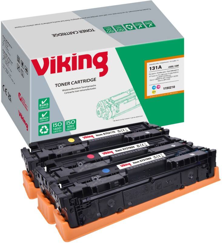 Viking 131A Compatible HP Toner Cartridge U0SL1AM Cyan, Magenta, Yellow Pack of 3 Multipack