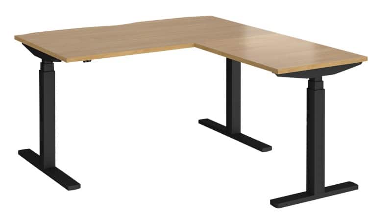 Dams International Elev8 Touch Height Adjustable Sit Stand Desk Oak 1,400 x 1,600 x 1,250 mm