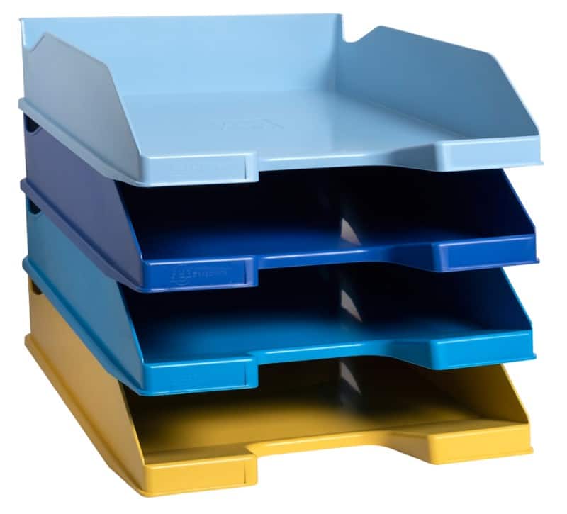 Exacompta Bee Blue Letter Tray Plastic, PS (Polystyrene) Pack of 4