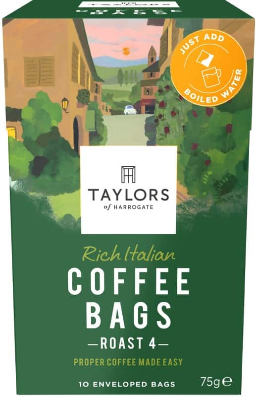 Taylors of Harrogate Coffee Bags Ground Almond, Dark Chocolate Arabica Pack of 10