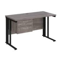 Dams International Maestro 25 Straight Desk Grey Oak Black 1,200 x 600 x 725 mm