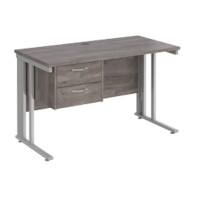 Dams International Maestro 25 Straight Desk Grey Oak Silver 1,200 x 600 x 725 mm