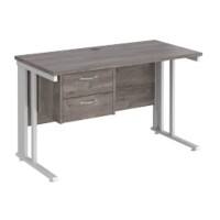 Dams International Maestro 25 Straight Desk Grey Oak White 1,200 x 600 x 725 mm