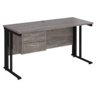 Dams International Maestro 25 Straight Desk Grey Oak Black 1,400 x 600 x 725 mm