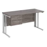 Dams International Maestro 25 Straight Desk Grey Oak White 1,400 x 600 x 725 mm