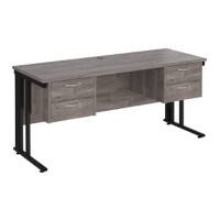 Dams International Maestro 25 Straight Desk Oak Black 4 Drawers 1,600 x 600 x 725 mm