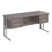 Dams International Maestro 25 Straight Desk Oak Silver 4 Drawers 1,600 x 600 x 725 mm