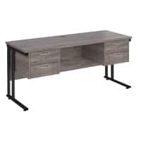 Dams International Maestro 25 Straight Desk Oak Black Cantilever 4 Drawers 1,600 x 600 x 725 mm