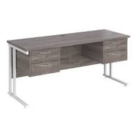 Dams International Maestro 25 Straight Desk Oak White Cantilever 4 Drawers 1,600 x 600 x 725 mm