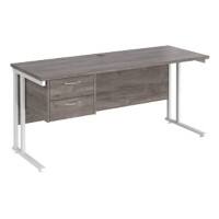 Dams International Maestro 25 Straight Desk Oak White Cantilever 2 Drawers 1,600 x 600 x 725 mm