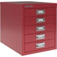Bisley MultiDrawer Steel Desktop Drawers 5 Drawers Not Lockable 279 x 380 x 325 mm Cardinal Red