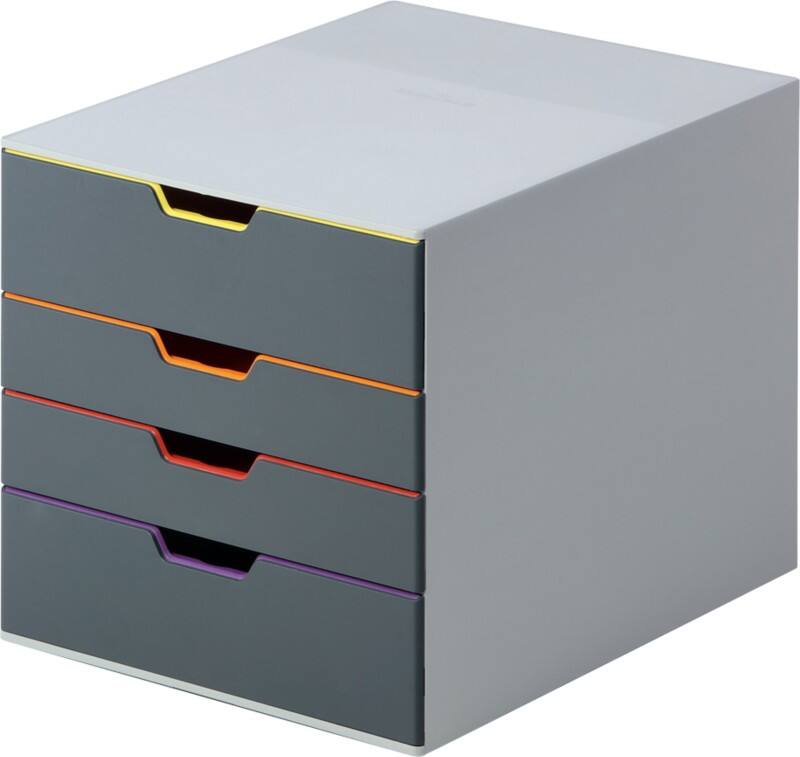 DURABLE VARICOLOR Drawer Unit Plastic Grey 4 Drawers 28 x 35.6 x 29.2 cm A4