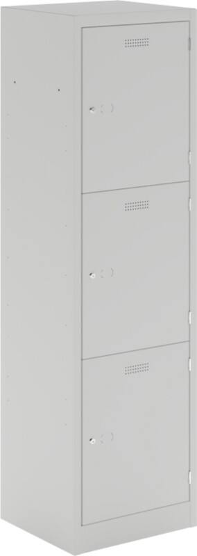 Bisley Primary Lower Height Steel Locker 3 Doors 1 nest Key lock 500 x 450 x 1,330 mm Light Grey