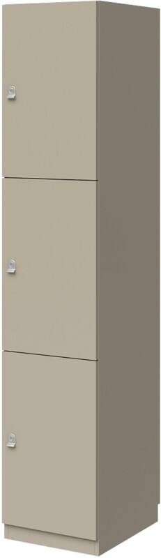 Bisley Pren MFC (Melamine Faced Chipboard) Locker 3 Doors 1 nest Key lock 400 x 500 x 1,970 mm Pebble Grey