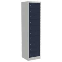 Bisley Primary 3-Pin Charging Steel Locker 10 Doors Key lock 450 mm x 1,800 mm Light Grey, Oxford Blue