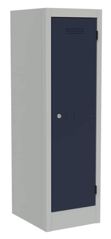Bisley Primary 3-Pin Charging Steel Locker 1 Door Key lock 370 mm x 1,000 mm Light Grey, Oxford Blue