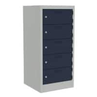 Bisley Primary 3-Pin Charging Steel Locker 5 Doors Key lock 450 mm x 930 mm Light Grey, Oxford Blue